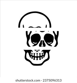 vector illustration of a skull split in three concepts
