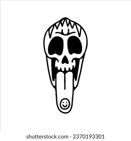 vector illustration of a skull sticking out its tongue