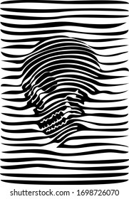 vector illustration of skull with stripes
