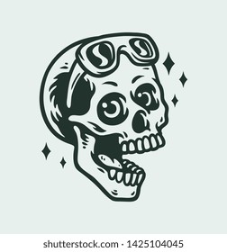 vector illustration skull with sunglasses