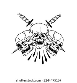 vector illustration of a skull with a sword