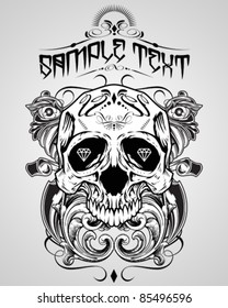 Vector Illustration : Skull T-shirt design logos