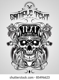 Vector Illustration : Skull T-shirt design logos