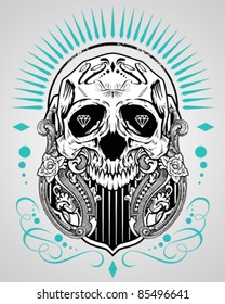 Vector Illustration : Skull T-shirt design logos