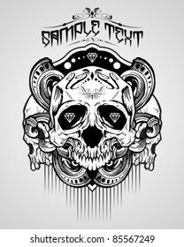 Vector Illustration : Skull T-shirt design logos