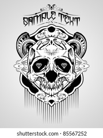 Vector Illustration : Skull T-shirt design logos