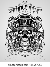 Vector Illustration : Skull T-shirt design logos