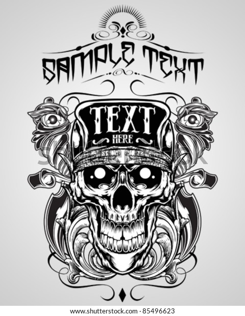 Vector Illustration Skull Tshirt Design Logos Stock Vector (Royalty ...