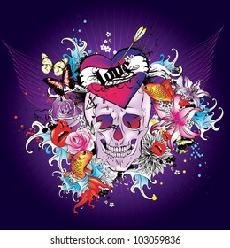 Vector Illustration: skull t-shirt graphic