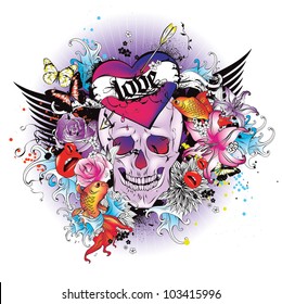 Vector Illustration: skull t-shirt graphic