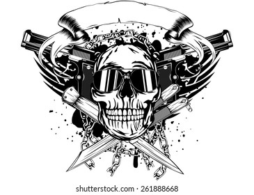Vector Illustration Three Punk Skulls Skull Stock Vector (Royalty Free ...