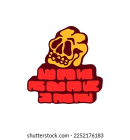 vector illustration of a skull with a wall