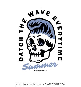 Vector illustration of skull and wave
. For shirts, stickers and other similar products.