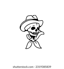 vector illustration of a skull wearing a hat