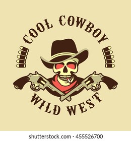 vector illustration of a skull wearing a hat in a retro style with the Colts mascot weapons