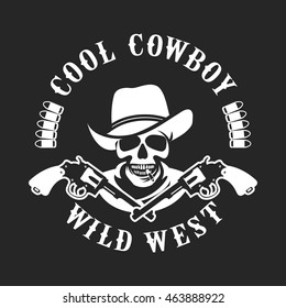 vector illustration of a skull wearing a hat in a retro style with the Colts mascot weapons black and white