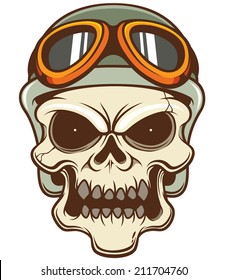 Vector illustration of Skull wearing helmet