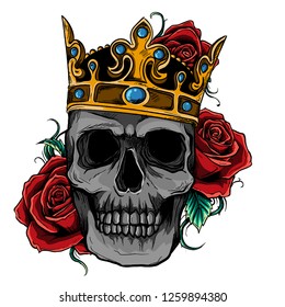 Vector Illustration Skull Wearing King Crown Stock Vector (royalty Free 