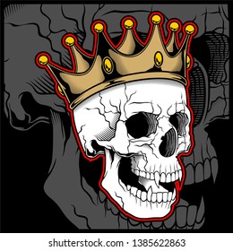 Vector illustration skull wearing a king crown