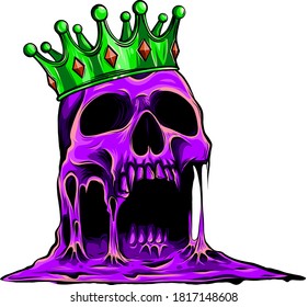 vector illustration skull wearing a king crown