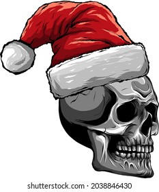 vector illustration skull wearing Santa Claus hat