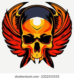 vector illustration of skull and wing cartoon