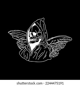 vector illustration of a skull with wings