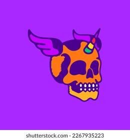 vector illustration of a skull with wings