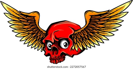 vector illustration of skull with wings