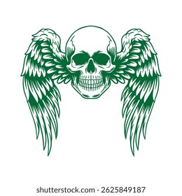 Vector illustration of a skull with wings