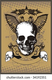 Vector illustration with skull and wings
