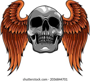 vector illustration of Skull with Wings design