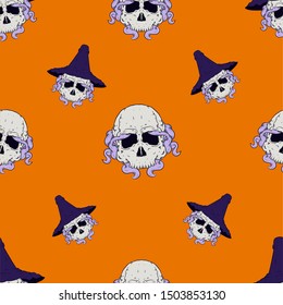 Vector illustration of skull of a witch's head for Halloween