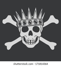 Vector illustration with skulls, bones and crowns