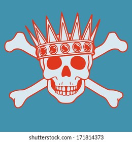 Vector illustration with skulls, bones and crowns