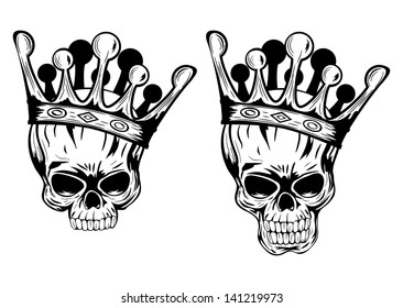 Vector illustration skulls with crowns