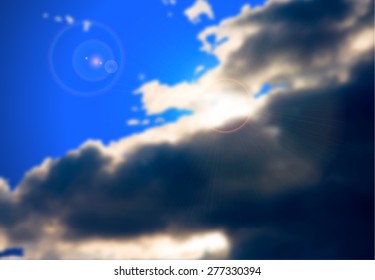 vector illustration sky and clouds cover the sun