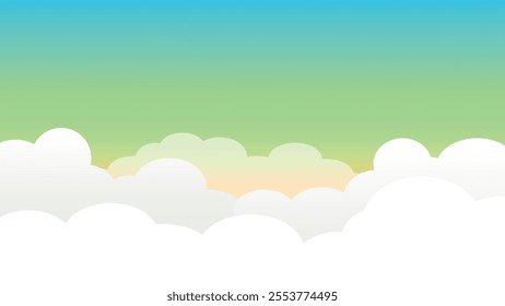vector illustration of the sky in a light color gradient with white clouds