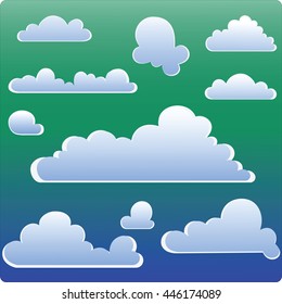 Vector illustration. The sky over the sea. Stylized silhouettes of clouds for icons, symbols, logos.