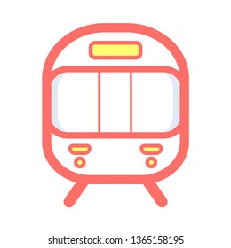 Vector illustration of Sky Train icon for web, mobile and infographic. Modern flat design. Vector light red line stroke icon on white background. - Vector