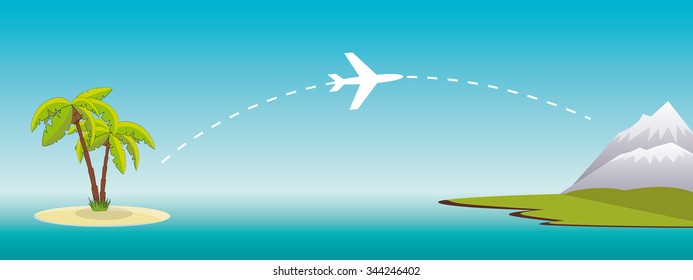 Vector illustration sky travel between countries