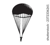 Vector Illustration of Skydiving Parachuting Silhouette