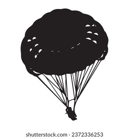 Vector Illustration of Skydiving Parachuting Silhouette