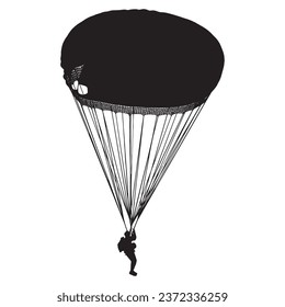 Vector Illustration of Skydiving Parachuting Silhouette