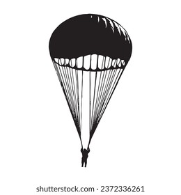 Vector Illustration of Skydiving Parachuting Silhouette