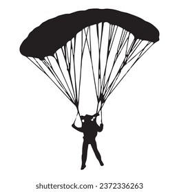 Vector Illustration of Skydiving Parachuting Silhouette