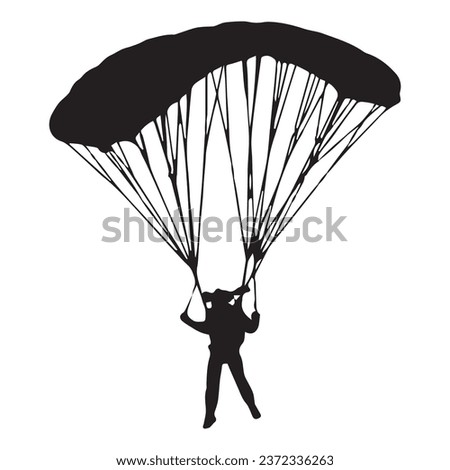 Vector Illustration of Skydiving Parachuting Silhouette