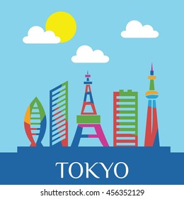 Vector illustration of the skyline city of Tokyo.