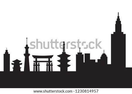 Vector illustration of the skyline cityscape of Tokyo, Japan