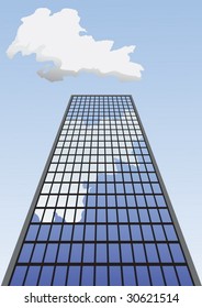 Vector illustration of skyscraper going up to the sky